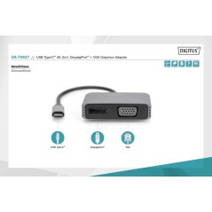 DIGITUS ADATTATORE GRAFICO USB TYPE-C 4K 2IN1 DISPLAYPORT + VGA