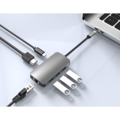 DOCKING STATION 6 PORTE CON RETE GIGABIT HDMI USB-C E 3 PORTE USB 3.0