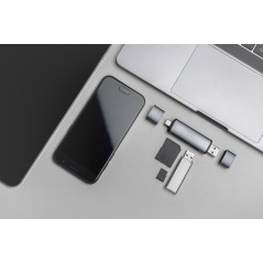 COMBO CARD READER HUB (USB-C+USB 3.0) 1X SD, 1X MICROSD, 1X USB 3.0, GRIGIO