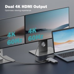 DOCKING STATION USB-C, 8 PORTE 2XHDMI, 3XUSB3.0, 1XRJ45, 1XSD, 1XMICROSD, 1XUSB-CPD