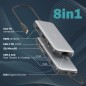 DOCKING STATION USB-C, 8 PORTE 2XHDMI, 3XUSB3.0, 1XRJ45, 1XSD, 1XMICROSD, 1XUSB-CPD