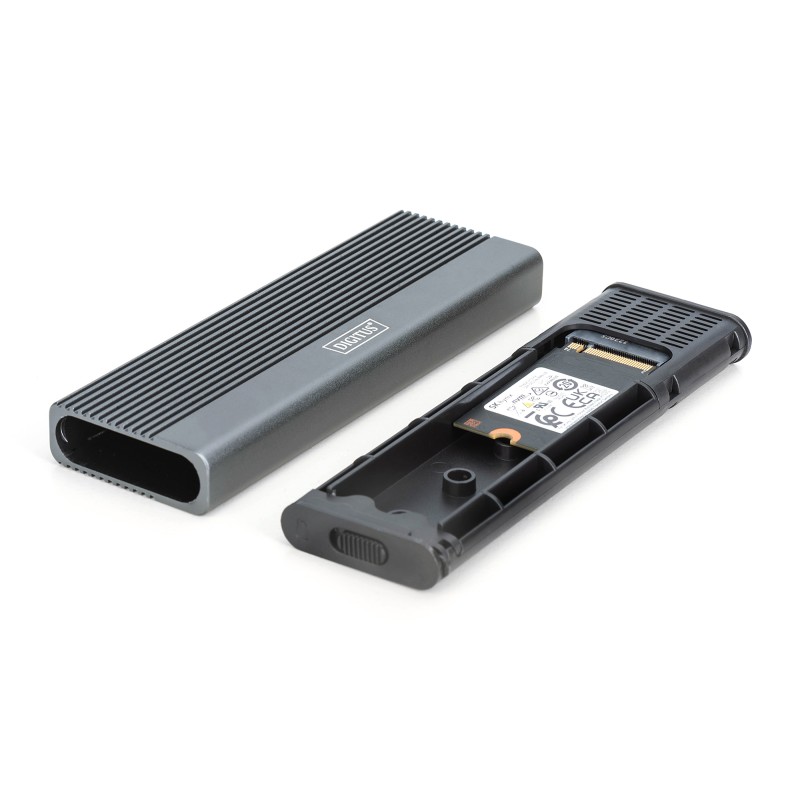 DIGITUS ALLOGGIAMENTO PER DISCO RIGIDO USB M.2, SSD, ESTERNO, NVME + SATA, 10 GBPS (NVME) 6 GBPS (SATA), USB3.1 GEN2, ALLUMINIO,