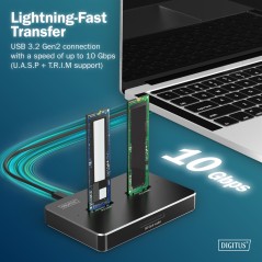 DIGITUS DOCKING STATION PER UNITÀ SSD M.2 NVME + M.2 SATA CON LETTORE DI SCHEDE SD EXPRESS, USB-C