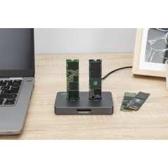 DIGITUS DOCKING STATION PER UNITÀ SSD M.2 NVME + M.2 SATA CON LETTORE DI SCHEDE SD EXPRESS, USB-C