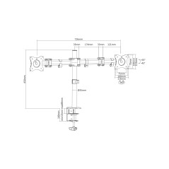 SUPPORTO DA TAVOLO PER DUE SCHERMI LED/LCD CON MORSA