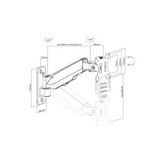 SUPPORTO UNIVERSALE PER MONITOR CON MOLLA A GAS PER INSTALLAZIONE A MURO