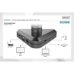 DIGITUS SUPPORTO PER MONITOR INTELLIGENTE CON DOCKING STATION INTEGRATA, MOLLA A GAS E FISSAGGIO A MORSETTO.