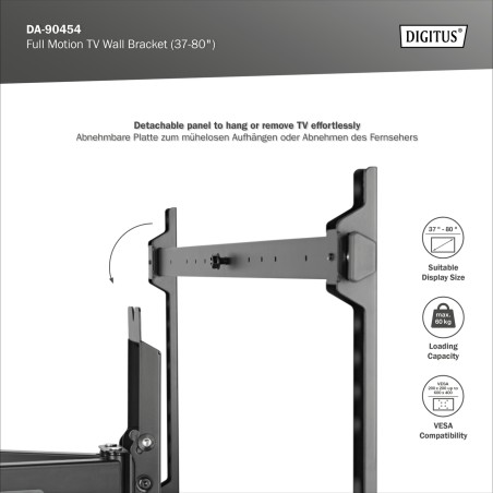 DIGITUS SUPPORTO A PARETE PER FULL MOTION TV (37-80")