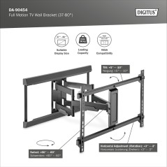 DIGITUS SUPPORTO A PARETE PER FULL MOTION TV (37-80")