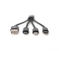CAVO DI RICARICA 3 IN 1 USB A, LIGHTNING + MICRO USB + USB-C DIGITUS CM 15