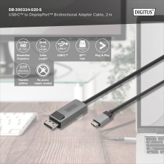CAVO ADATTATORE BIDIREZIONALE DA USB TIPO C A DISPLAYPORT