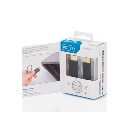 DIGITUS CAVO DI CONNESSIONE HDMI HIGH SPEED, TIPO A, ALTAMENTE FLESSIBILE MT 2