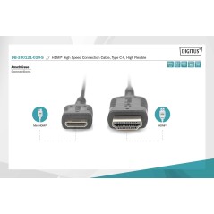 DIGITUS CAVO DI COLLEGAMENTO HDMI HIGH SPEED, TIPO C- A, ALTAMENTE FLESSIBILE MT 2
