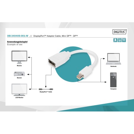 DIGITUS CAVO ADATTATORE DISPLAYPORTª, MINI DP - DP