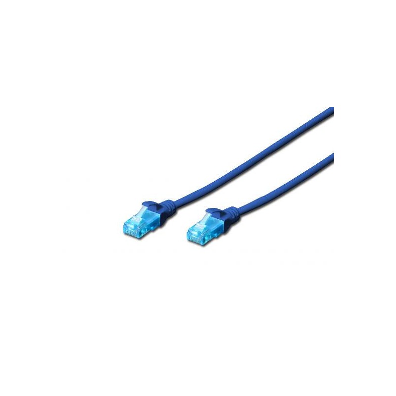 CAVO RETE UTP CAT. 5E NON SCHERMATO - LUNGHEZZA MT. 0,5 - COLORE BLU