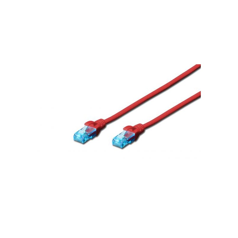 CAVO RETE UTP CAT. 5E NON SCHERMATO - LUNGHEZZA MT. 2 - COLORE ROSSO