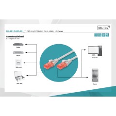 CAVO PATCH U/UTP CAT 6 - LSZH,10 PEZZI 0,5 MT. COLORE GRIGIO