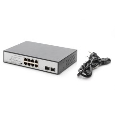 DIGITUS SWITCH GIGABIT 8 PORTE CON 6 X PORTE POE, 2 X RJ45, 2 X SFP UPLINK, 802.3 AF/AT/BT