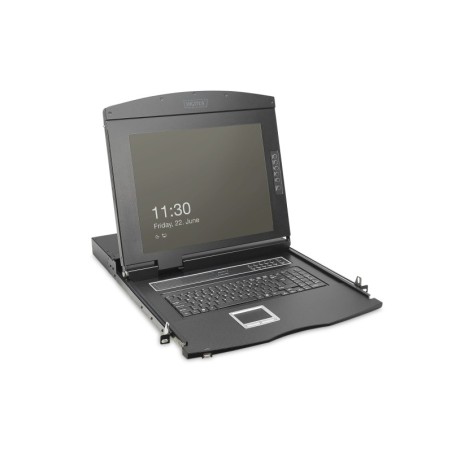 CONSOLE KVM MODULARE HD LCD CON TFT DA 19", CONNESSIONE KVM VGA A 8 PORTE, TOUCHPAD, LAYOUT DI TASTIERA ITALIANO