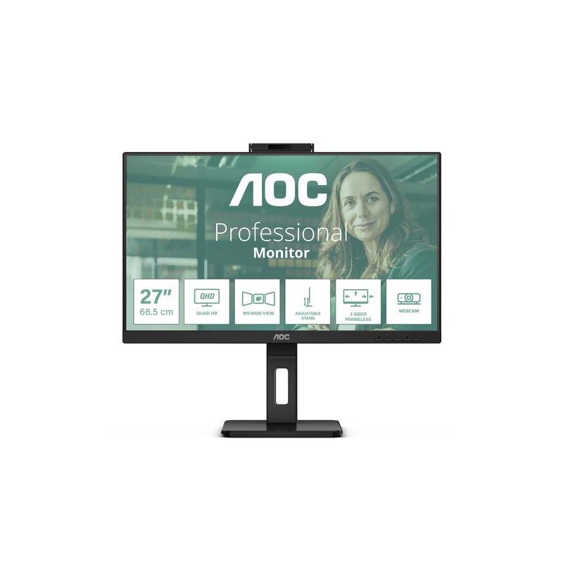 AOC MONITOR 27 LED IPS QHD 16:9 4MS 350 CDM, WEBCAM, PIVOT, DP/2HDMI, MULTIMEDIALE, SCAT APERTA
