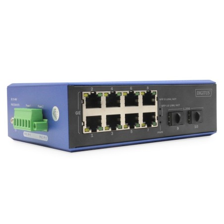 SWITCH GIGABIT ETHERNET POE INDUSTRIALE A 8+2 PORTE