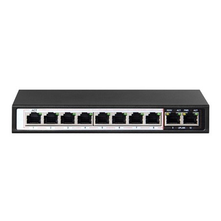 SWITCH DI RETE AI 8 PORTE GIGABIT POE 96 WATT + 2 PORTE UPLINK GIGABIT