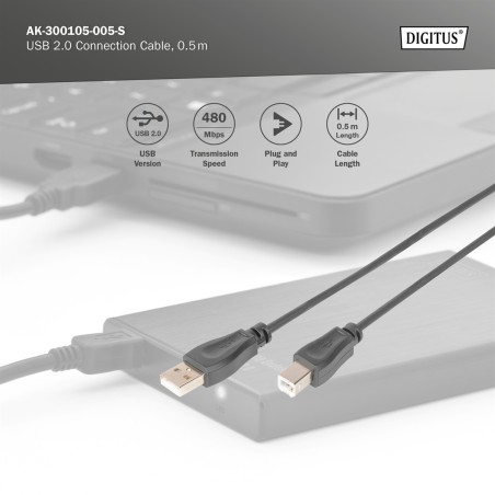 DIGITUS CAVO DI COLLEGAMENTO USB 2.0 MT 1 COLORE NERO