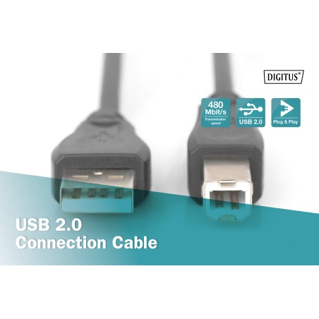 DIGITUS CAVO DI COLLEGAMENTO USB 2.0 MT 3 COLORE NERO