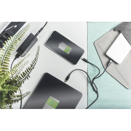 DIGITUS CAVO DI RICARICA 3 IN 1, USB A, LIGHNING + MICRO USB + USB-C