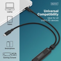 DIGITUS CAVO DI RICARICA USB-C 2IN1, 140 W, 1,8 MT