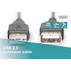 CAVO PROLUNGA USB 2.0 MASCHIO-FEMMINA MT 3 NERO DIGITUS