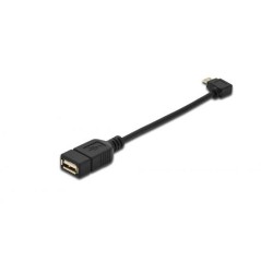 CAVO ADATTATORE USB 2.0 OTG, CONNETTORI MICRO USB B MASCHIO - USB A FEMMINA, 15 CM CON CONNETTORE 90 GRADI
