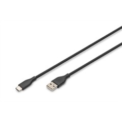 CAVO RICARICA GUAINA SILICONE USB-A / USB-C 0,5M, USB 2.0, 60W, NERO
