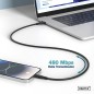 CAVO RICARICA GUAINA SILICONE USB-A / USB-C 1M, USB 2.0, 60W, NERO