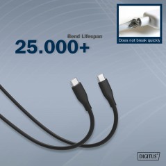 CAVO RICARICA GUAINA SILICONE USB-C / USB-C 1M, USB 2.0, 60W, NERO