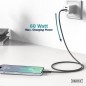 CAVO RICARICA GUAINA SILICONE USB-C / USB-C 2M, USB 2.0, 60W, NERO