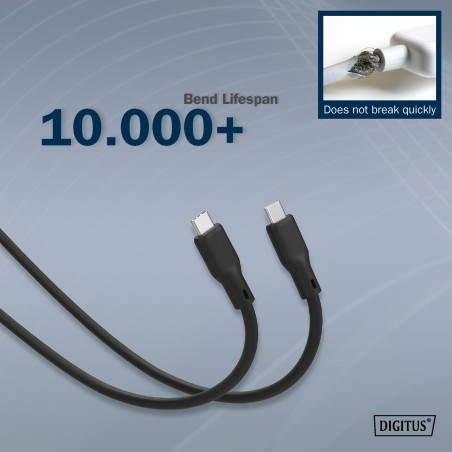 CAVO GUAINA SILICONE USB-C / USB-C 0.5M, USB 3.2 GEN2, 10G, 4K, 100W, NERO
