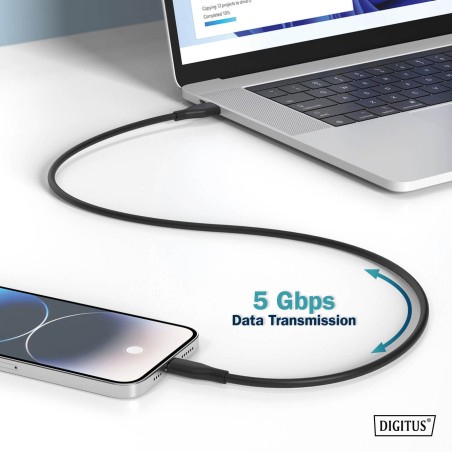 CAVO GUAINA SILICONE USB-C / USB-C 2M, USB 3.2 GEN1, 5G, 4K, 100W, NERO