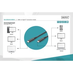 CAVO DI COLLEGAMENTO USB 4.0, DA TYPE-C A TYPE-C RISOLUZIONE MAX. 8K@30HZ, PD3.0, 40GBITS/S, 0,8M, DIGITUS