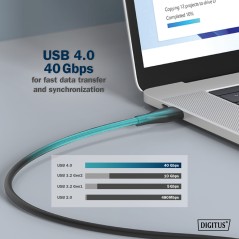 CAVO GUAINA SILICONE USB-C / USB-C 1M, USB 4.0 GEN3, 40G, 240W, 8K, NERO