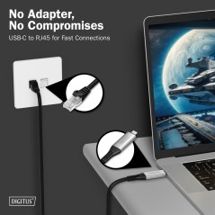 DIGITUS USB-C 3.2 GEN1 - CAVO ETHERNET RJ45, 1GBIT/S, 2 MT. COLORE NERO