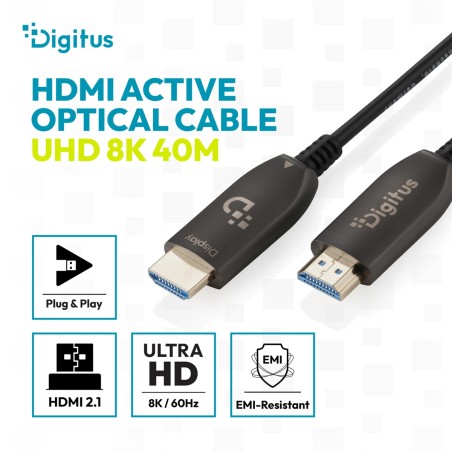 CAVO IBRIDO IN FIBRA OTTICA HDMI AOC, UHD 8K, 40 MT
