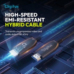 CAVO IBRIDO IN FIBRA OTTICA HDMI AOC, UHD 8K, 50 MT