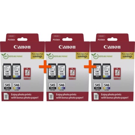 3X2 - CANON PG-545/CL-546 INK CARTRIDGE PVP WITH SHEETS - 8287B0083X2