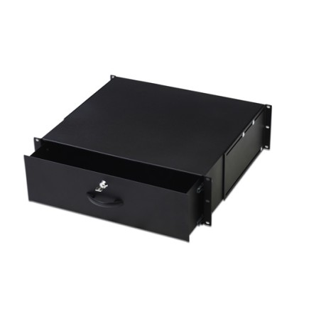 CASSETTO PER ARMADI RACK 19" CON SERRATURA, 3 UNITA' COLORE NERO RAL9005 (L/P/A) MM 485X480X134