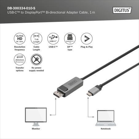 CAVO ADATTATORE BIDIREZIONALE DA USB TIPO C A DISPLAYPORT MT 1