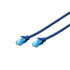 CAVO RETE UTP CAT. 5E NON SCHERMATO - LUNGHEZZA MT. 0,5 - COLORE BLU