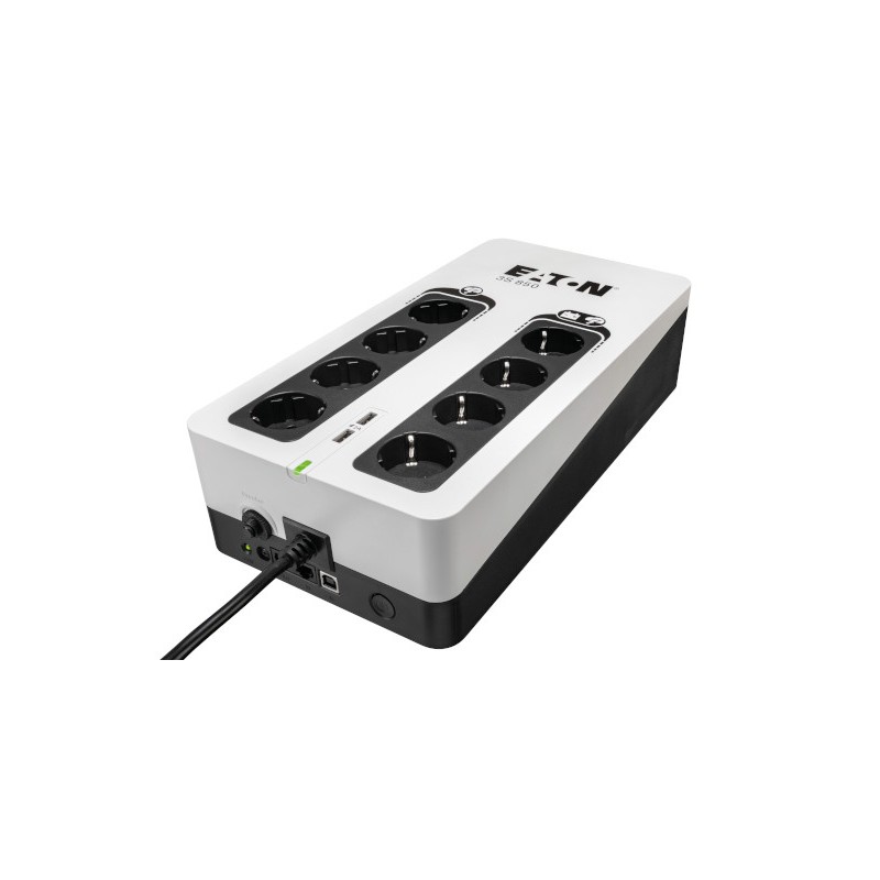 EATON 3S GEN2 UPS DIN, 850 VA 510W INGR: SCHUKO USC: (4) SCHUKO (4) SCHUKO SOLO SURGE COM USB TOWER