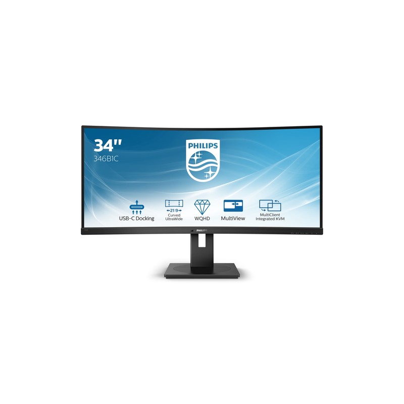 PHILIPS MONITOR CURVO 34 VA 21:9 WQHD 5MS 300CDM, DP/HDMI, USB-C, ALTEZZA, MULTIMEDIALE