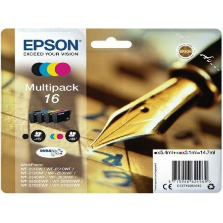 EPSON 16 INK CARTRIDGE BLACK AND TRI-COLOUR STANDARD CAPACITY 14.7ML 1-PACK BLISTER WITHOUT ALARM - C13T16264012